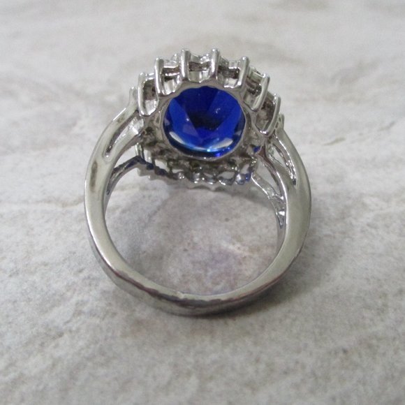 Blue Sapphire Cocktail Ring 6.5 - Picture 13 of 16